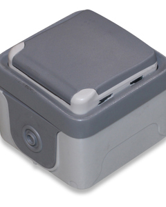 Steckdose AP IP44 grau 230V 16A 1Ph